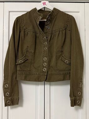 Vintage Levi's Olive Military-Style Utility Denim Cropped Jacket 90’s Grunge